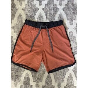 Prana Mens Boardshorts Swim Trunks Size Large Rust Zipper Pocket Drawstring